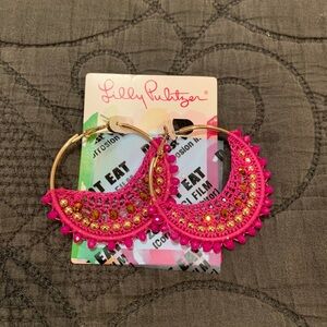 Pink hoop earrings, Lilly Pulitzer